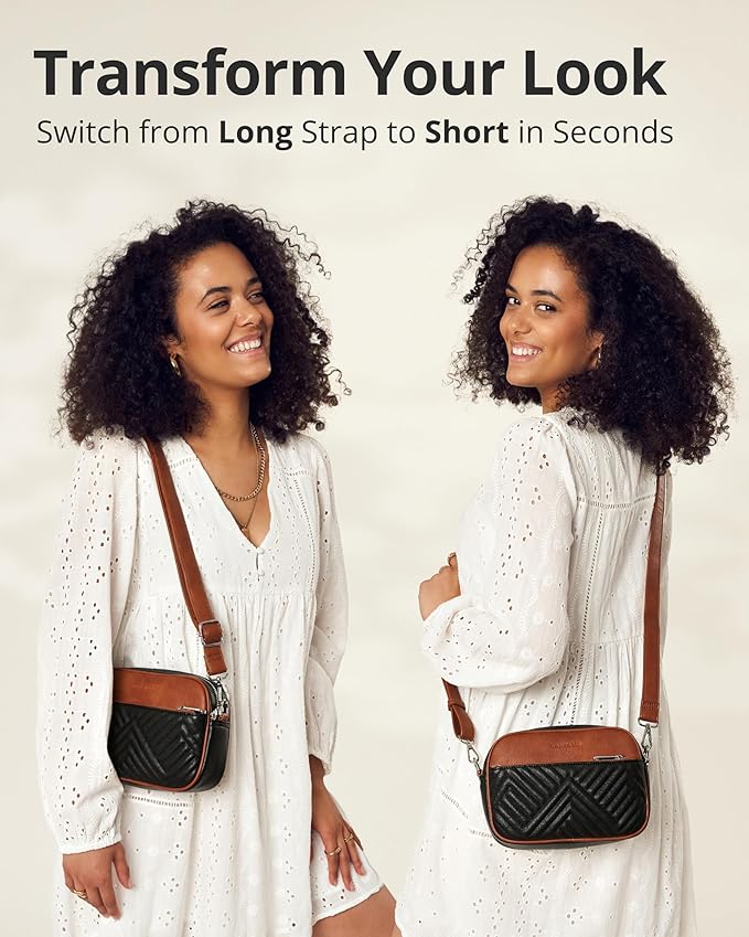 Vantamo Premium Quilted Crossbody Bags for Women with Anti-Pickpocket Clip, Vegan Leather Handbags, Travel Purses for Women