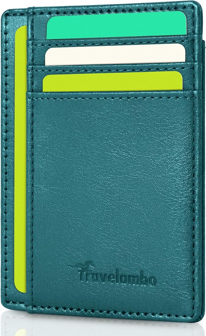 Travelambo Slim Wallet Front Pocket Minimalist Leather RFID Blocking Medium Size
