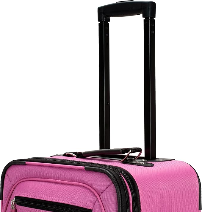 Rockland Pasadena Softside Spinner Wheel Luggage, Pink, Carry-On 20-Inch