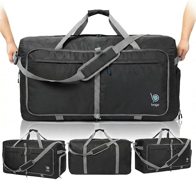 Bago Extra Large Duffle Bag for Travel Women & Men. Durable, Lightweight, Foldable Travel Duffel Bags For Traveling Women. 140L Duffle Bags Use As a Weekender Bag with Shoe Compartment, Checked Duffel