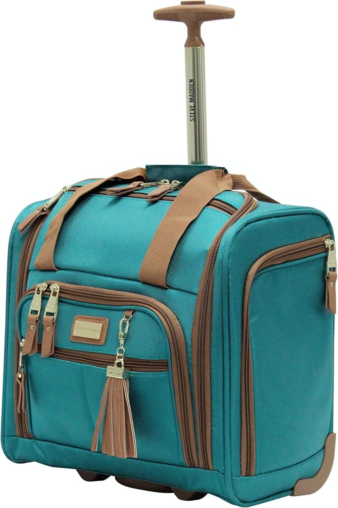 Steve Madden Designer Luggage Collection - 3 Piece Softside Expandable Lightweight Spinner Suitcase Set - Travel Set Includes an Under Seat Bag, 20-Inch Carry on and 28-Inch Checked Suitcase, Harlo