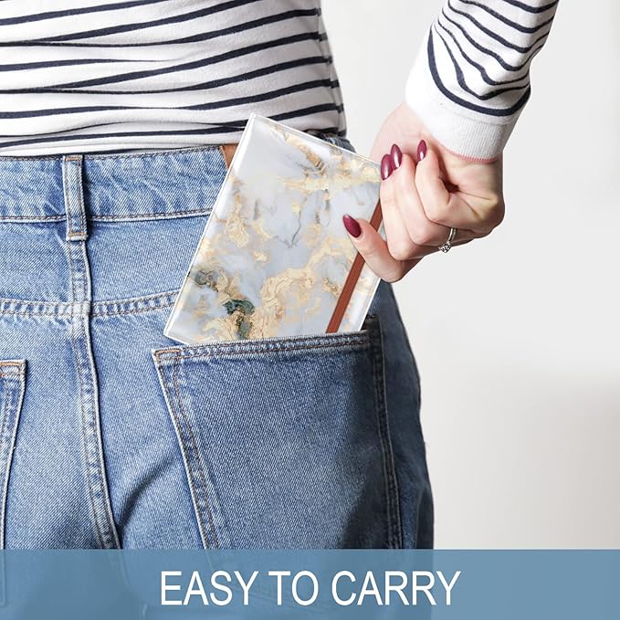 Passport Holder for Travel Essentials, Passport Wallet Cover Case for Travel Must Haves Accessories, Passport Book Holders for Women and Men, White Marble