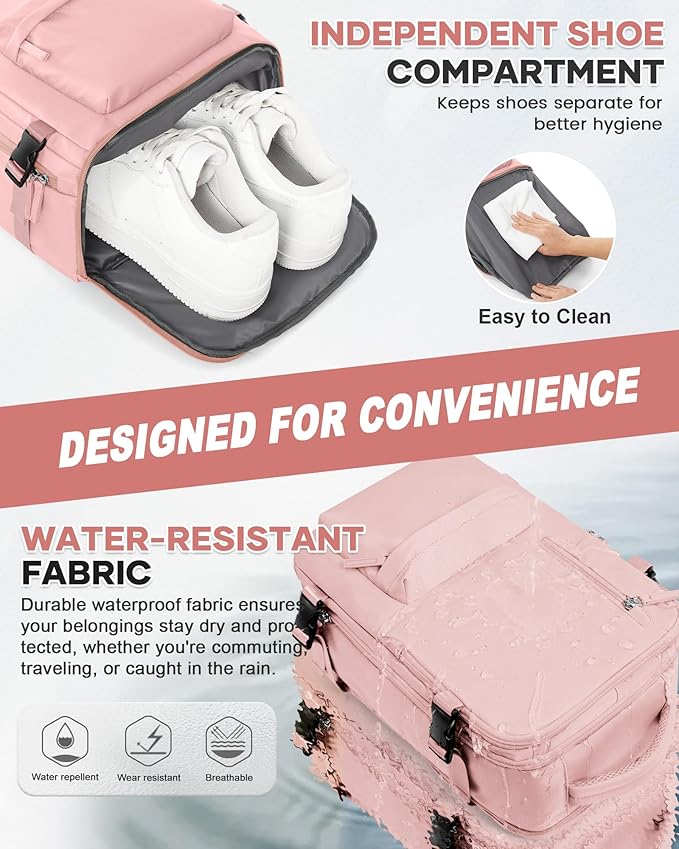 WONHOX Large Travel Backpack Carry on Flight Approved Laptop Work Business Backpack for Women Men Mochila de Viaje