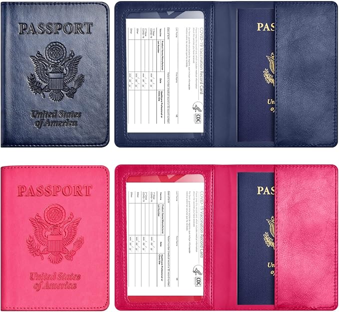 Eoehro Passport Holder for Travel Essentials-2Pack, Passport Wallet Cover Case for Travel Must Haves Accessories,Passport Book Holders for Women and Men