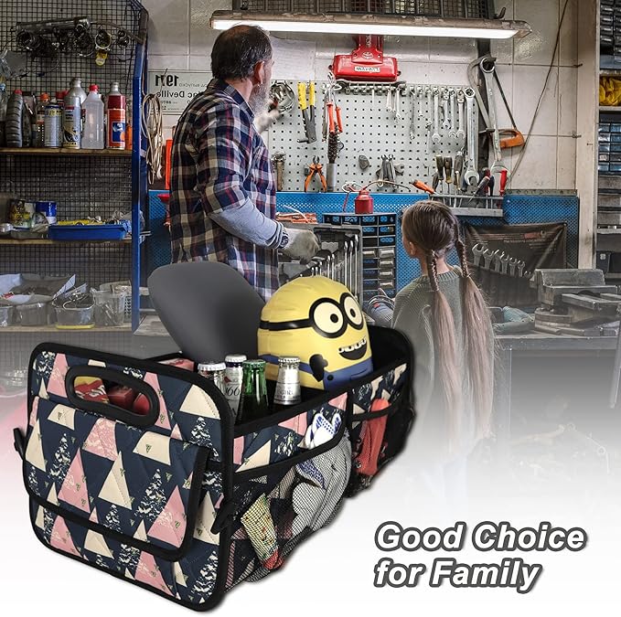 Deosk Trunk Organzier and Storage with 6 Big Pocket,Car Accessories for Women/Men 50L Waterproof Polyester for Car/SUV/Minivan/Truck(Medium, Triangle)