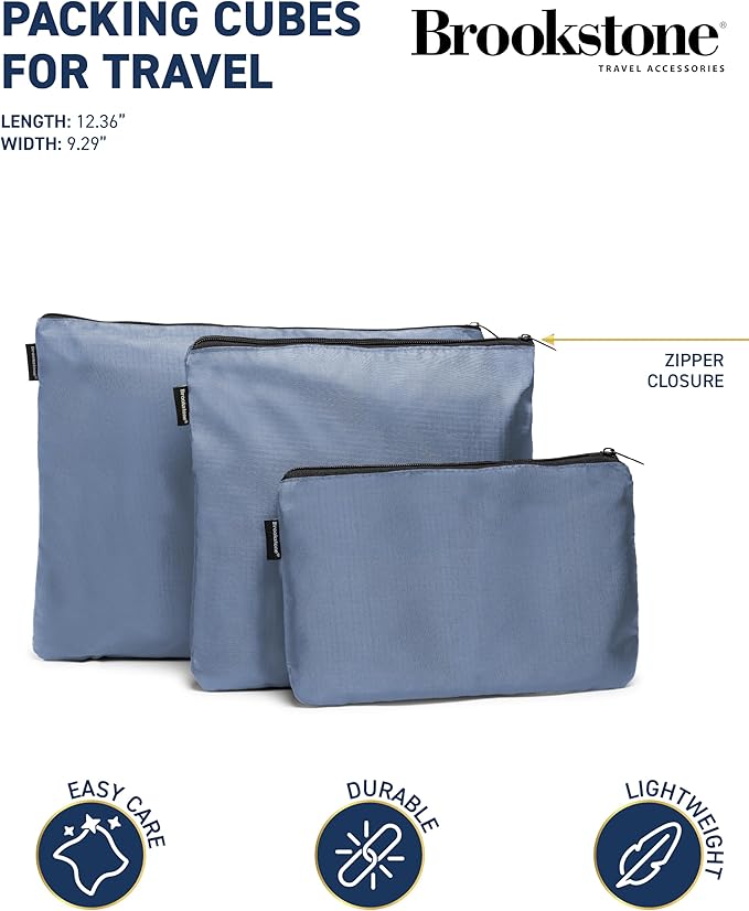 Brookstone Packing Cubes - 6 Piece Compression Packing Cubes for Travel Essentials - Luggage Sets Cube Storage Organizer Bags, Size One Size, Denim Blue