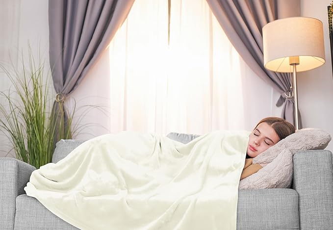 Utopia Bedding Fleece Blanket Twin Size Ivory (60x80 Inches) Ultra Soft Warm Lightweight Microfiber Breathable Anti-Static Cozy Winter Bed Blanket, All-Season Home Decor Gift for Men & Women