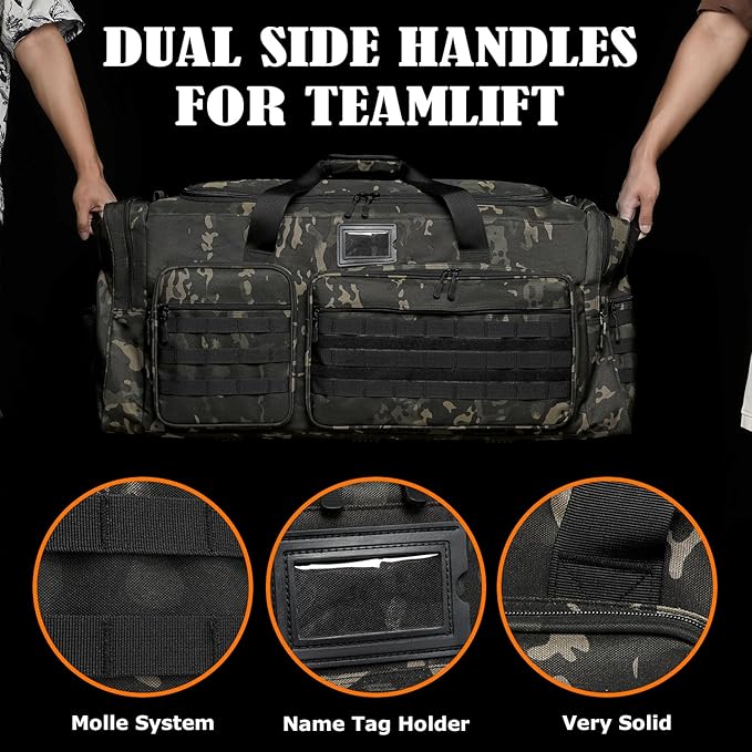 130L Extra Large Duffle Bag for Men, Heavy Duty Duffle Bag for Travel, Large Sports Gym Equipment Bag for Hockey Football Soccer Baseball Basketball & Team training, Dark CM
