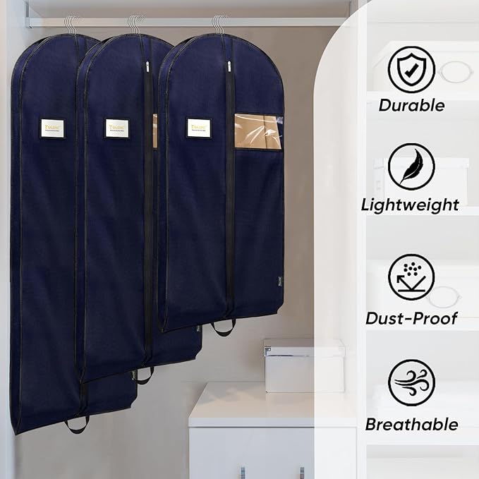 BALEINE 1PK Heavy Duty Garment Bag with Shoe Storage Travel Bag for Dresses, Suit, Coats Travel Essential (60", Blue)