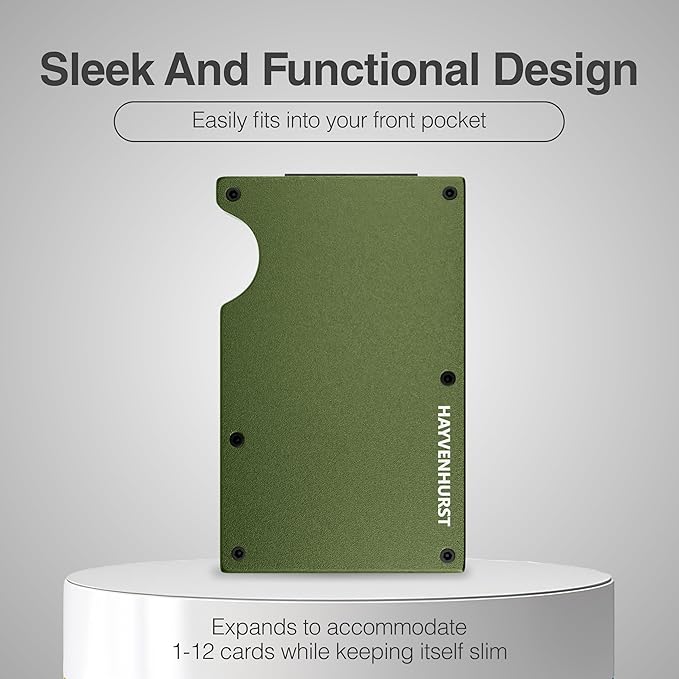 Hayvenhurst Wallet For Men - Reinvented Design Men's Wallet - Slim, Minimalistic & Seamless, Blocks RFID Scanners with a Cash Strap (Matte Olive)