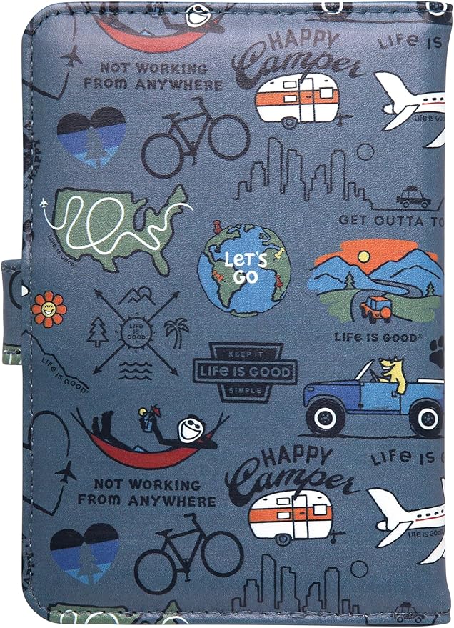 Life is Good Travel Passport Cover - Anti-Theft Passport Holder Wallet with Interior Card Slots with Magnetic Snap Closure, Love For Travel