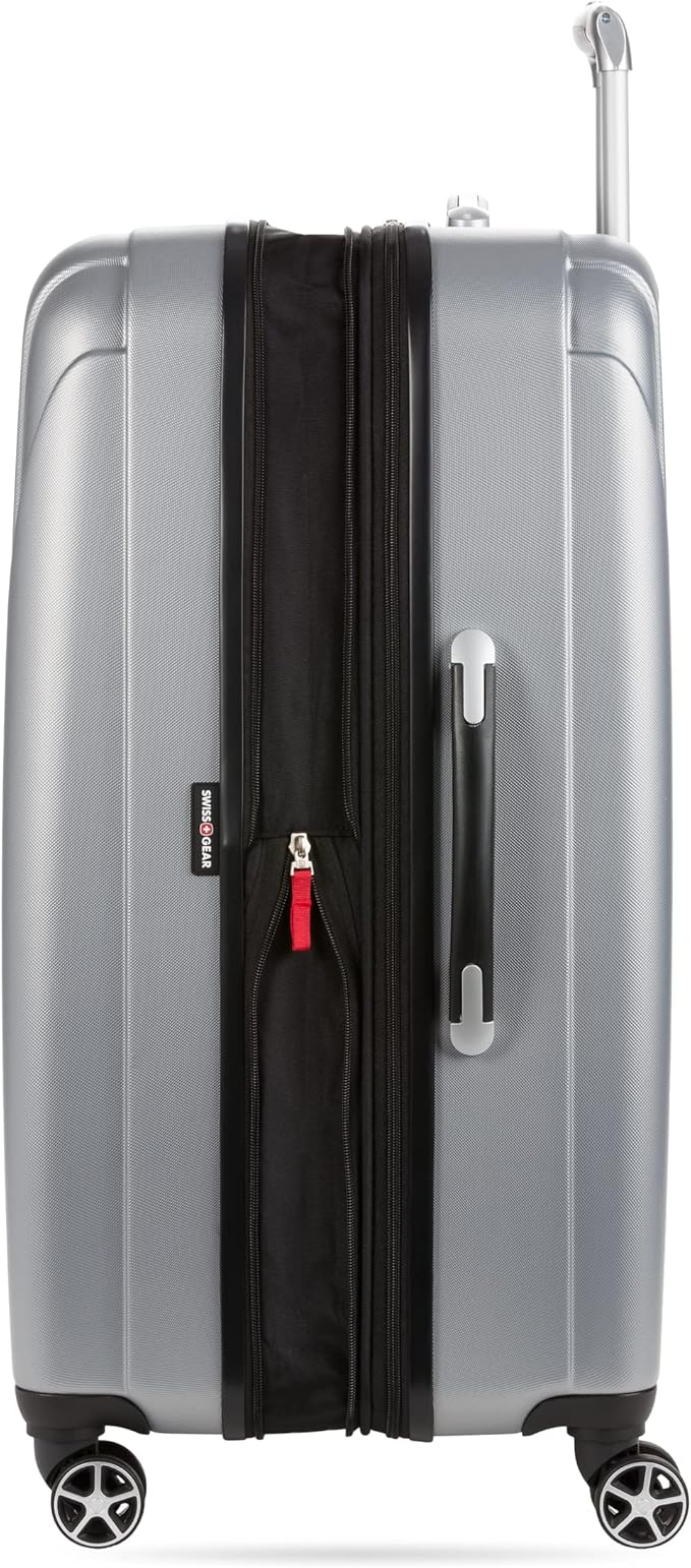 SwissGear 7585 Hardside Expandable Luggage with Spinner Wheels, Silver, 3-Piece Set (19/23/27)