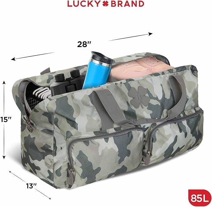 Lucky Travel Duffel Bags 85L, Gym Bag, Travel Bag & Large Duffle Bag for Men, Foldable Overnight Weekender Bags for Women & Men with Adjustable Shoulder Strap, Camo