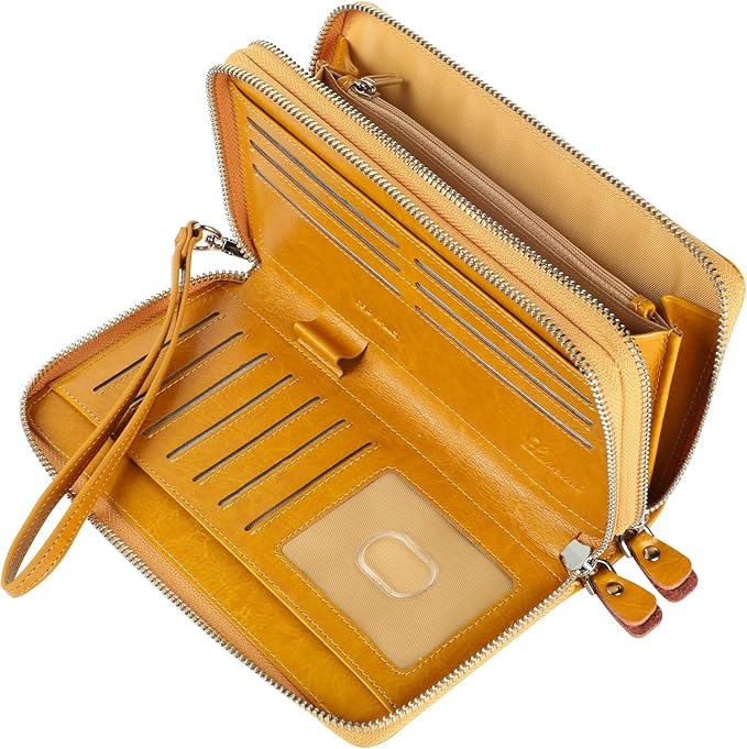 Lavemi Small Compact Women Wallet RFID Blocking Genuine Leather Bifold Purse with ID Windows