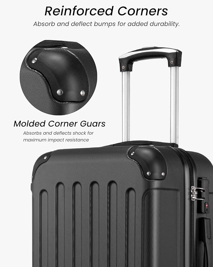 Carry On Luggage 22x14x9 Airline Approved, Hardside Suitcase with Wheels, TSA Approved, Tote Bag, Blue