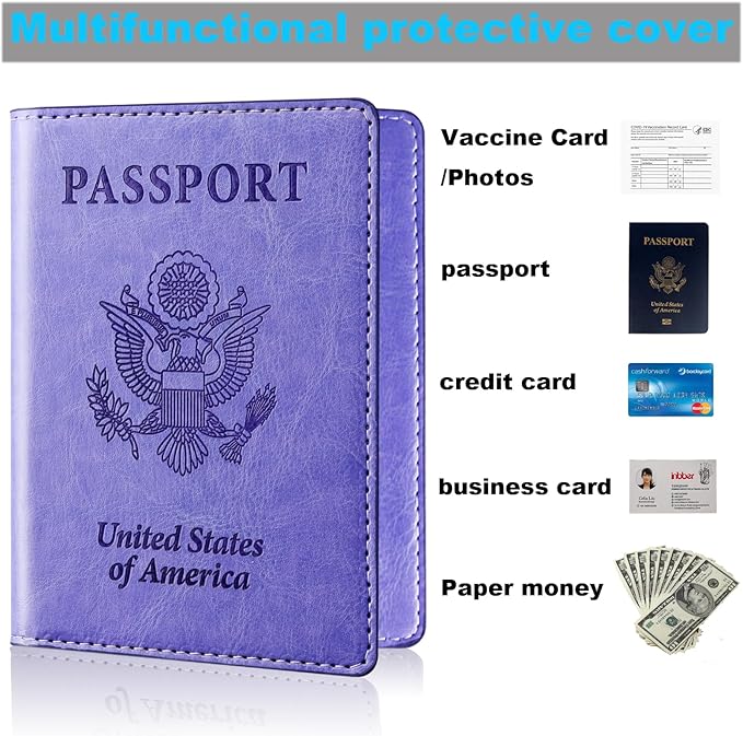 Herain Passport Holder for Travel Cruise Essentials 2 Pcs, Passport Cover Wallet Case Travel Gifts Women Men Family, Passports Book Holders Vacation Accessories Must Haves