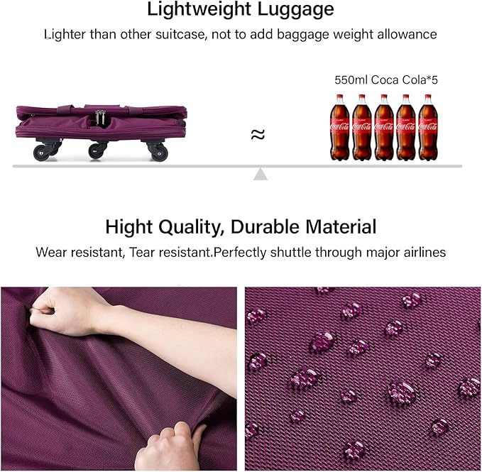 Hanke Expandable Large Suitcase 4 Wheels Lightweight Collapsible,Foldable Suitcases &Travel Bags Hand Luggage Extend 20/24/28 inch Suitcases Duffel Bag Without Telescopic Handle for Men & Women