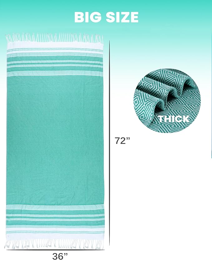 2 Packs Cotton Turkish Beach Towels Quick Dry Sand Free Oversized Bath Pool Swim Towel Large Extra Xl Big Blanket Adult Travel Essentials Cruise Accessories Must Haves Clearance Vacation Stuff