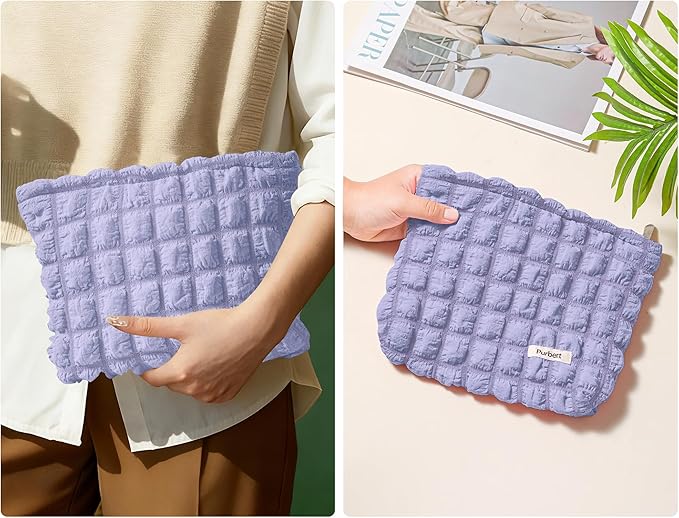 Makeup Bag, Bubble Cloud Travel Cosmetic Bag Organizer, Large Capacity Toiletry Make Up Bags with Zipper for Women and Girls, Light Purple
