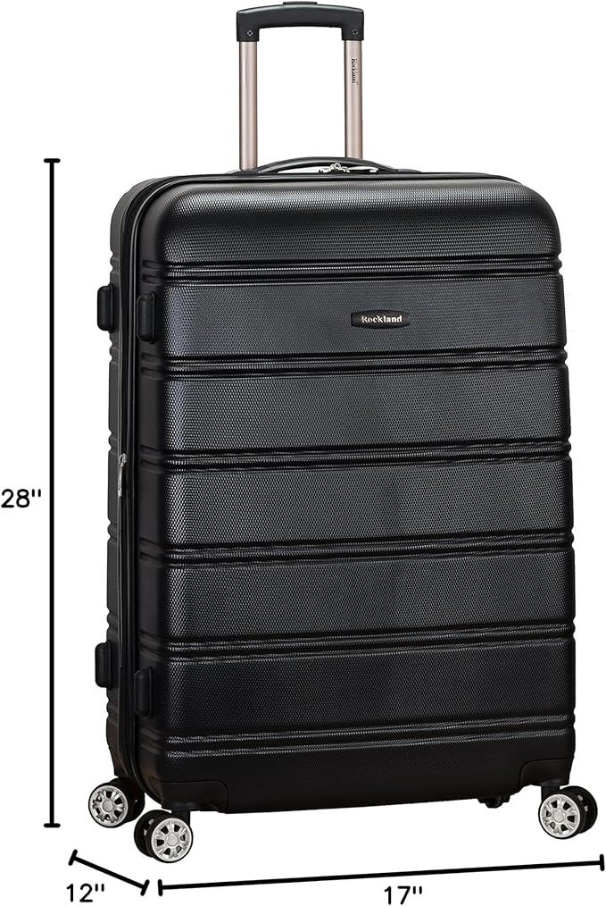 Rockland Melbourne Hardside Expandable Spinner Wheel Luggage, Black, Checked Large 28"