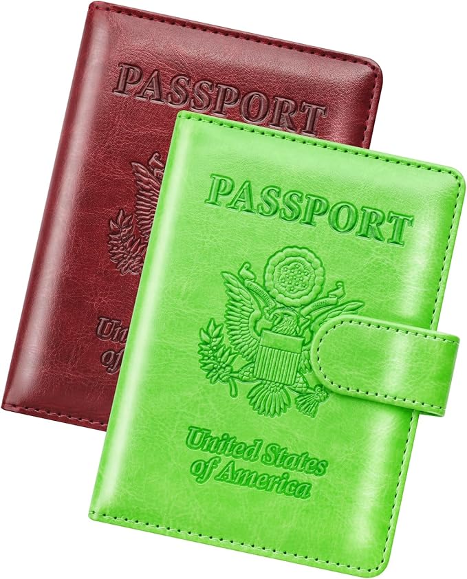 Herain Passport Holder for Travel Cruise Essentials, 2 Pcs Passport Cover Wallet Case Travel Gifts Women Men Family, RFID Passports Book Card Holders Travels Accessories Must Haves