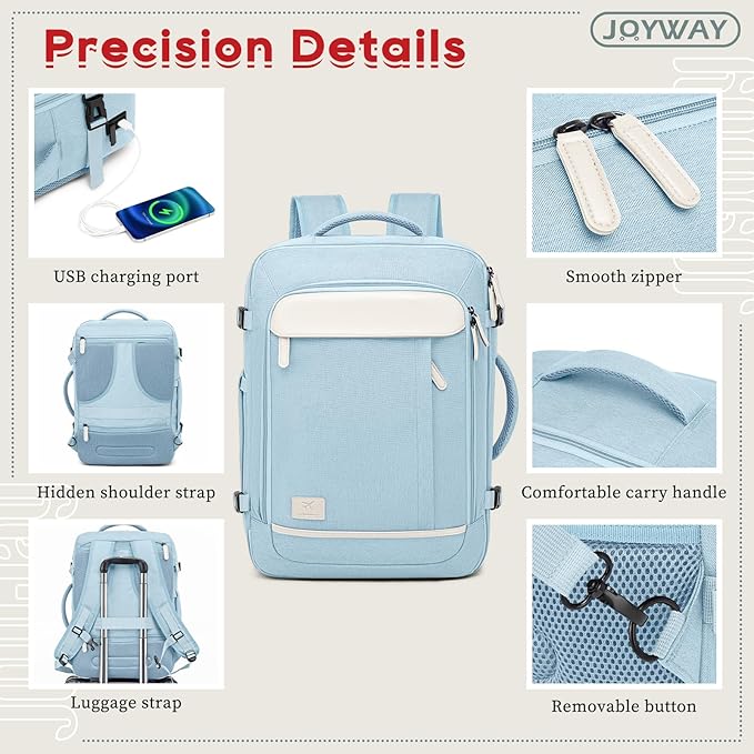 Joyway Expandable Luggage Sets 5 Piece, Lightweight Hard Shell Travel Suitcase Set with Spinner Wheels and TSA Lock, Lightblue