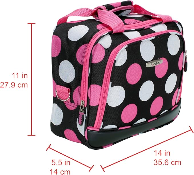 Rockland Fashion Softside Upright Luggage Set,Expandable, Multi/Pink Dot, 2-Piece (14/19)