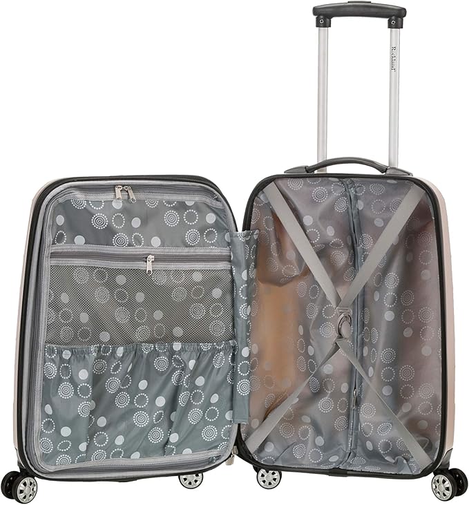 Rockland Melbourne Hardside Expandable Spinner Wheel Luggage, Gold Wave, Carry-On 20-Inch