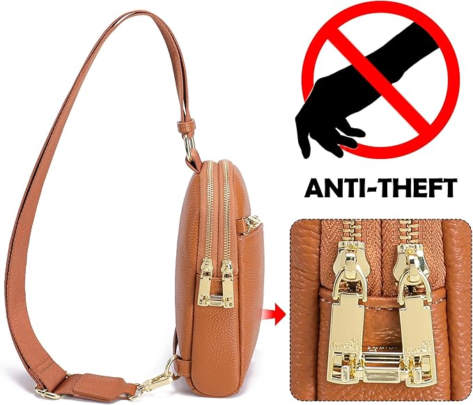 INICAT RFID Blocking Sling Bag, Anti Theft Crossbody Bag for Women, Travel Fanny Pack Style Purse, Vegan Leather