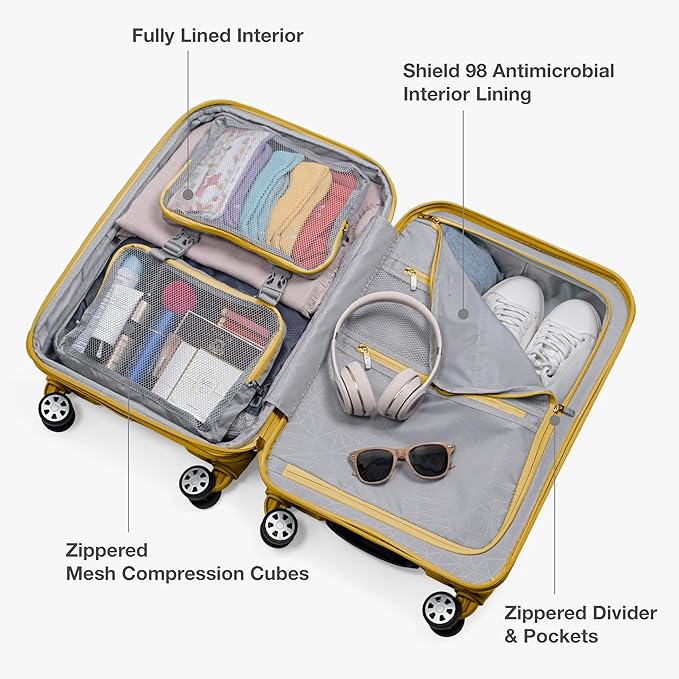 Traveler's Choice Pagosa Hardshell Expandable Luggage with Spinner Wheels, Yellow, 3-Piece Set (22/26/30)