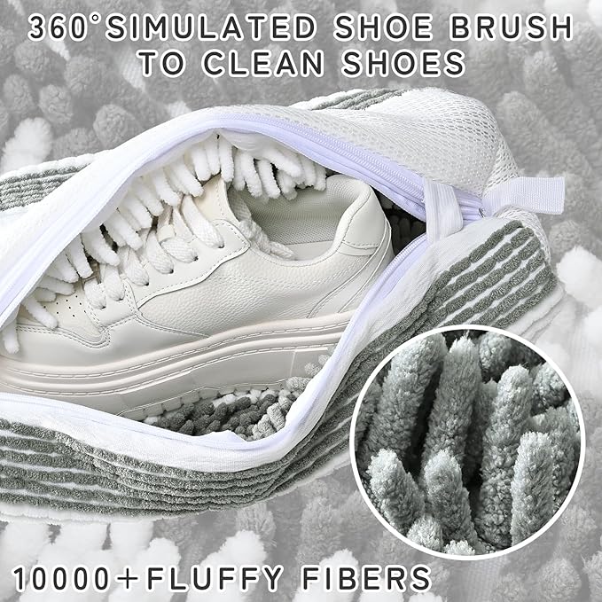 Anybar Shoe Washing Machine Bag –2 Pcs Reusable Laundry Shoe Bag 360° Deep Cleaning Sneaker Washing Machine Bag Fits All Shoe Types Microfiber Inside with Self-locking Zipper (Grey White)