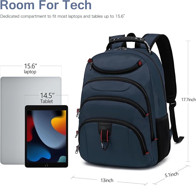 Boavan Laptop Backpack for men, 15.6 inch Laptop Bag with USB Port, Waterproof Travel Work Backpack Purse, Anti-Theft Teacher Nurse Doctor Casual Bookbags Office Business backpack，Classic Navy