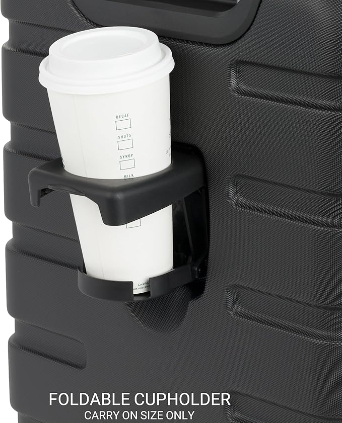 SwissGear 7366 Signature Hardside Expandable Luggage with Spinner Wheels, TSA Lock, Cup-Holder, Black, 2-Piece Set (19/27)