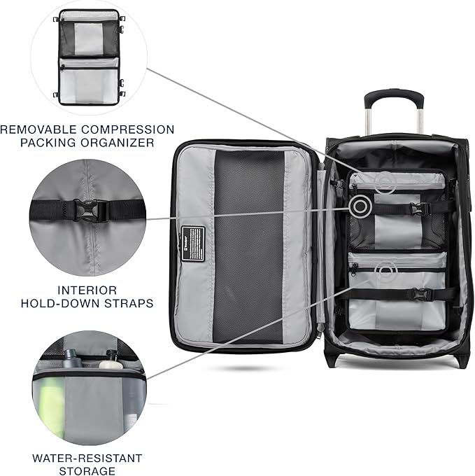Travelpro Crew Classic Lightweight Softside Expandable Carry on Luggage, 2 Wheel Upright Rollaboard Suitcase, Men and Women, Carry On 22-Inch, Black
