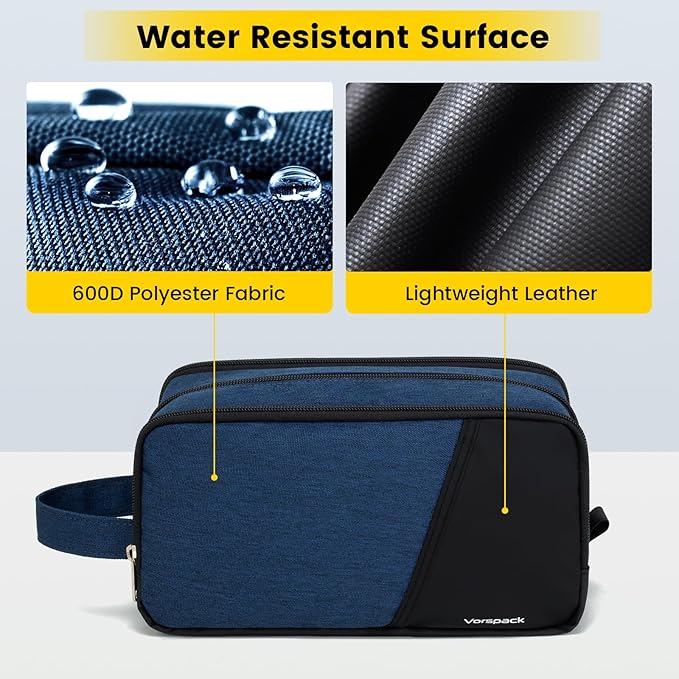 Vorspack Travel Toiletry Bag - Toiletry Bag for Men Water Resistant Skincare Bag for Bathroom Toiletries Accessories Gifts - Navy Blue