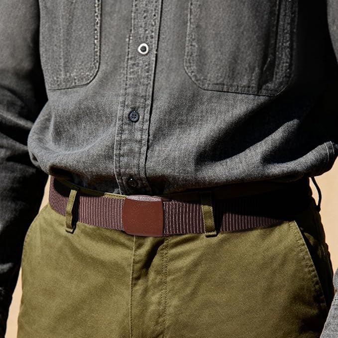 Mile High Life Nylon Web Belt Outdoor Military Belt With TSA Safe Plastic Buckle Belt