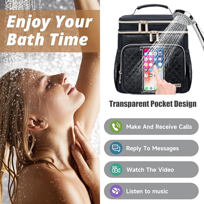 Large Toiletry Bag for Women Men,Bathroom Bag,Water Resistant Shower Bag,Makeup Bag,Portable Shower Caddy for College Dorm,Hanging Travel Toiletry Bag with Transparent Waterproof Phone Pocket