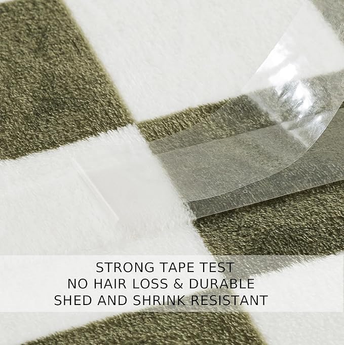 Checkered King Size Blanket,90x108 Inches Sage Green Microfiber Soft Cozy Fluffy Warm Hand Made Throw Blankets for King Calking Bed,Couch, Sofa, Chair, Camping, Picnic,Sage Green