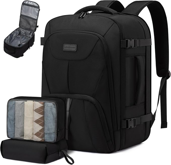 LOVEVOOK Travel Carry on Backpack for Men Women,Expandable 40L Extra Large Travel Laptop Backpack,Water Resistant Durable TSA Airline Approved Business College Carry on Bag Fit 17 Inch Computer,3 Pcs