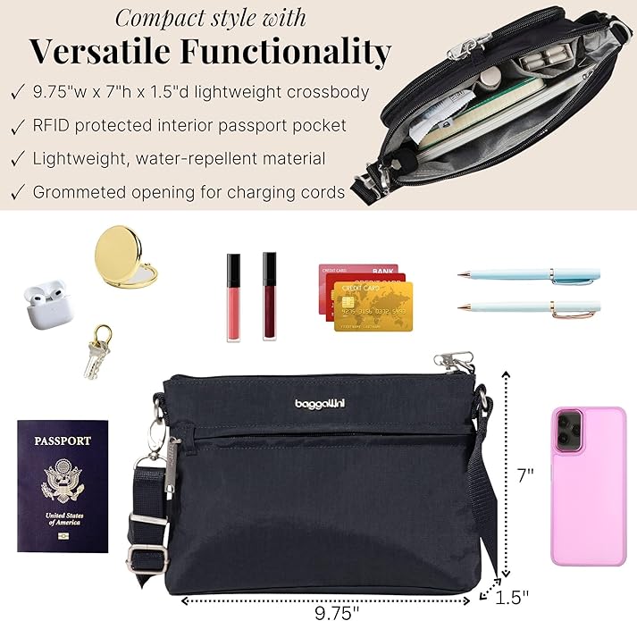 Baggallini womens Securtex Anti-theft Memento Crossbody Bag