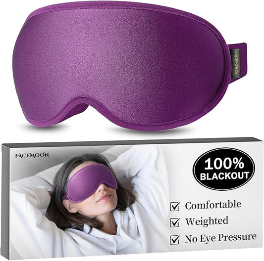 Blackout Eye Mask for Deep Sleep, 3D Weighted Sleep Mask for Women, Zero Pressure, Lash-Friendly, Perfect for Airplane Travel, Meditation, Yoga, Relaxation & Gifting, Purple