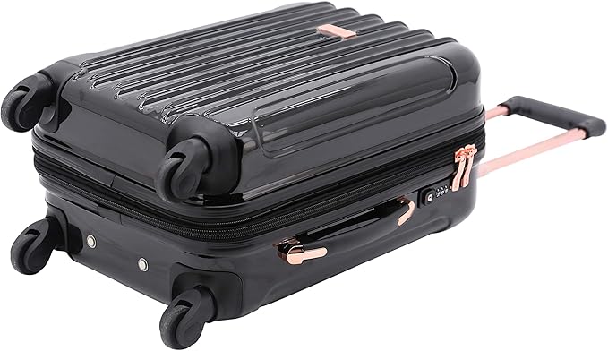 kensie 3 Piece "Alma" Light Metallic Style TSA-Lock Spinner Luggage Set, Midnight Black Option