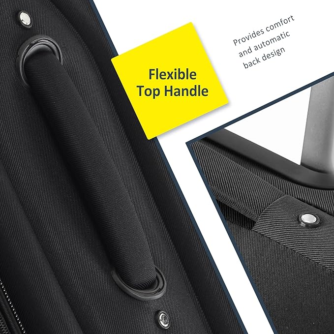 3 Piece Softshell Expandable Luggage Sets, Lightweight Travel Suitcase Set with TSA Lock and 360°Swivel Spinner Wheels, Durable Softside Luggage for Men Women, 22 in/26 in/30 in, Black