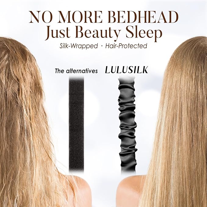LULUSILK Mulberry Silk Sleep Eye Mask Blindfold with Elastic Strap Headband, Soft Eye Cover Eyeshade for Night Sleeping, Travel, Nap(Black), Pack of 1