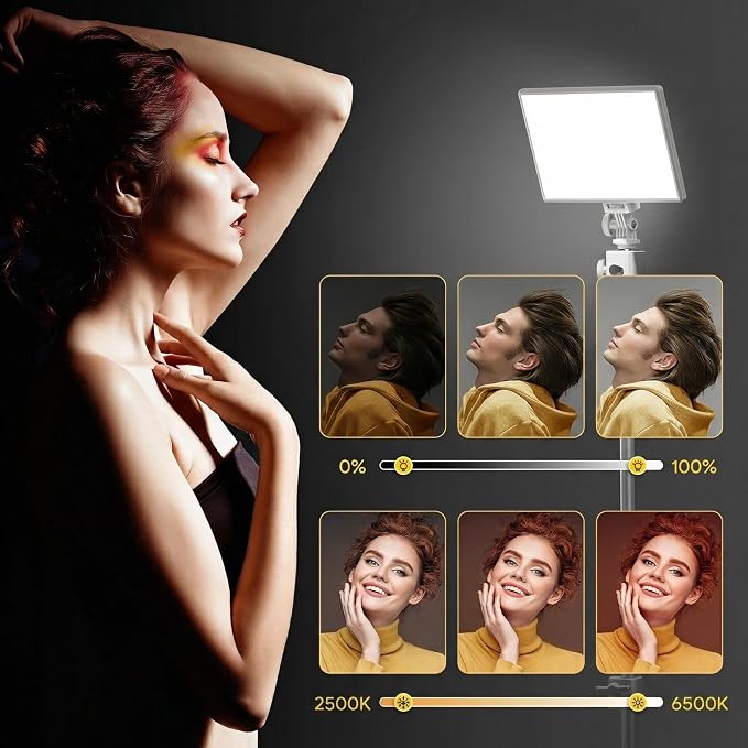 13" White LED Video Soft Light Panel with Built-in 8000mAh Battery | 2500k-6500k Cri95+ with 0-100% Dimmable Brightness, For Vlog Lighting, Video Conference, Youtube & Studio Photography