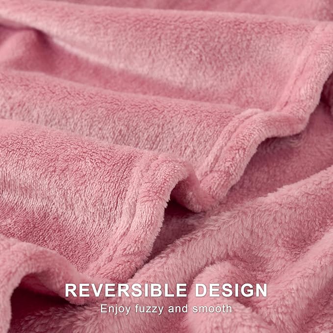 Hansleep Fleece Dusty Rose Twin Blanket, Super Soft Flannel Fuzzy Plush Cozy Blanket for All Seasons, Dusty Rose, Twin 60x80 Inches