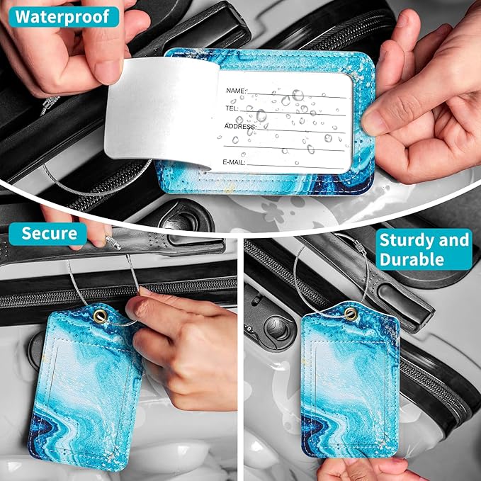Fishent Luggage Tag, 3 Pack Travel Cruise Luggage Tags for Suitcases, Cute Suitcase Tags Identifiers Bag Tags with Privacy Flap, Baggage Name Tag for Women Men Luggage Backpack Handbag School Bag