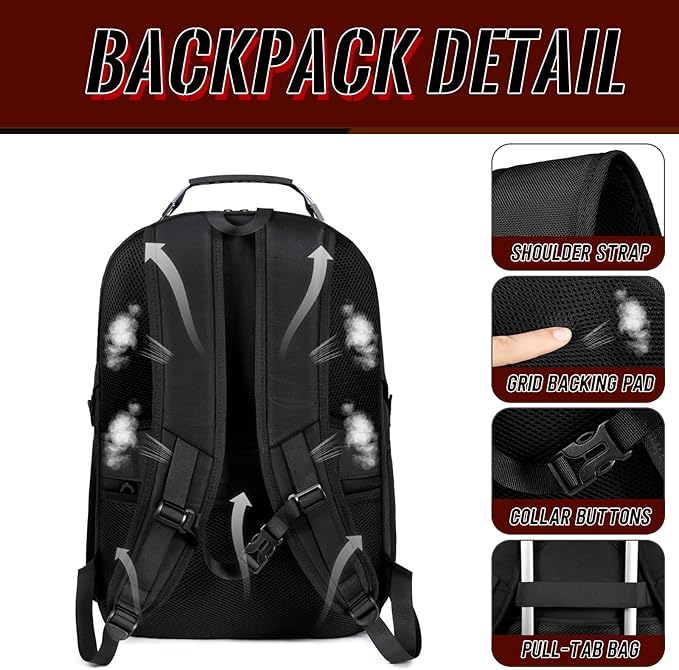 Extra Large Laptop Backpack with LifetimeWarranty,Gaming Laptop Travel Bag Fits 18.4-19" Laptops,TSA Friendly Travel Rucksack for Men Women, Big TSA Airline Approved Work Computer Bag, Red