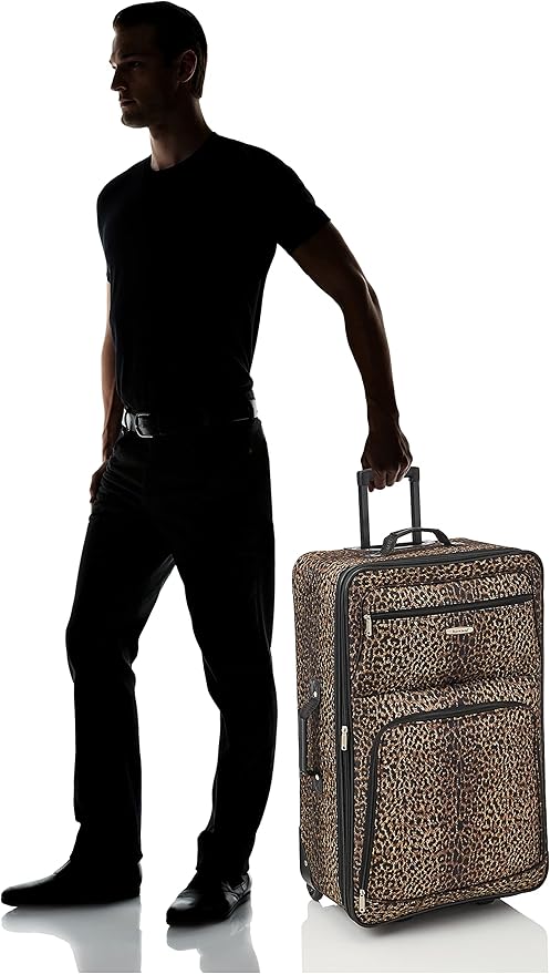 Rockland Jungle Softside Upright Luggage Set, Leopard, 4-Piece Set (14/19/24/28)