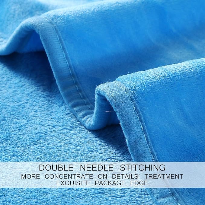 HOZY Soft Blanket Travel Size Fleece Warm Fuzzy Throw Blankets for The Bed Sofa Lightweight 350GSM Sky Blue 50"*61"